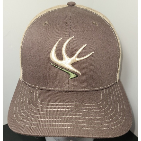OTTO Other - Elk Antlers Embroidered Baseball Cap Adult Strapback Brown Tan Snapback Trucker